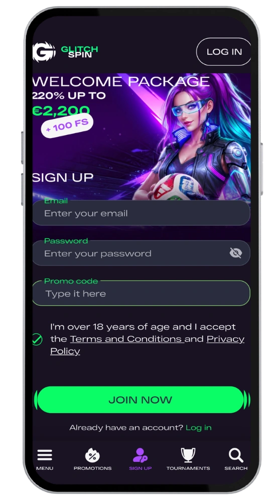 GlitchSpin Casino log in